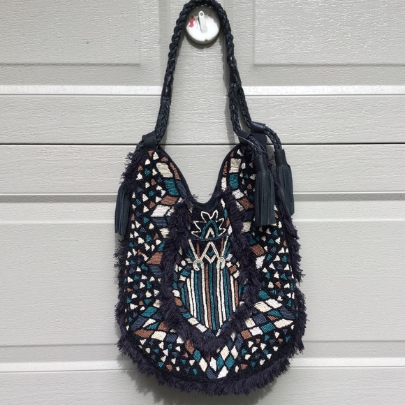 New Anthropologie ibBan Black Handmade Beaded Bag - Picture 4 of 8